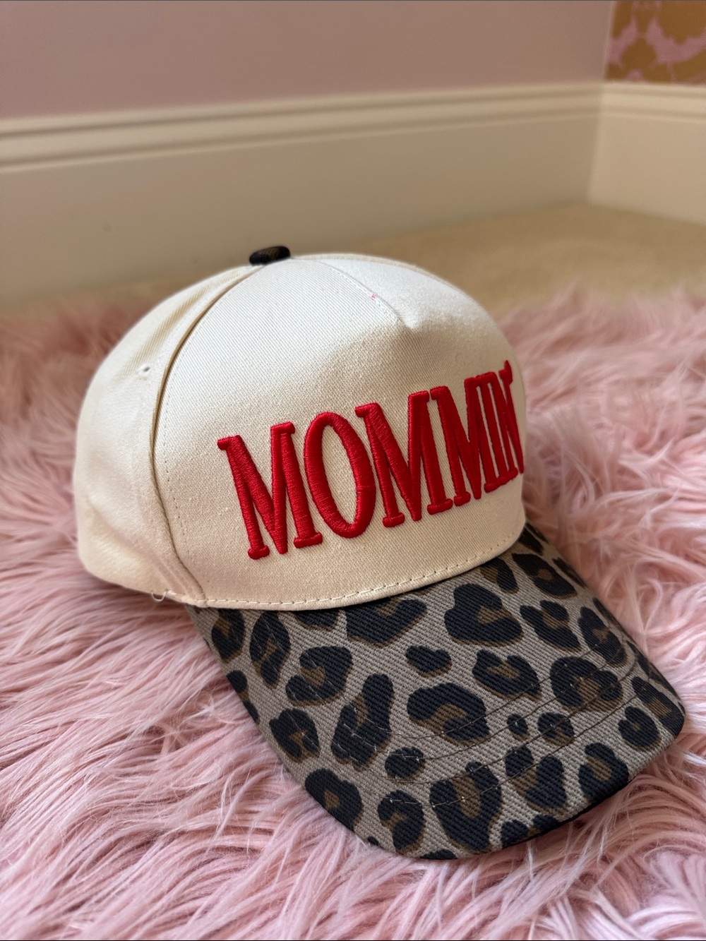 Cream 'Mommin'' Cap with Leopard Bill - Picture 6 of 6